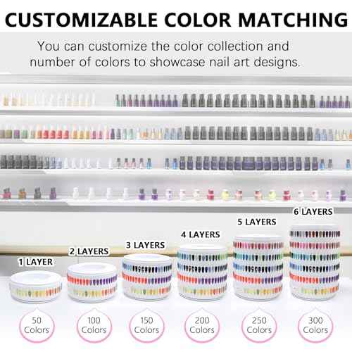Upgraded Nail Polish Display Book 300 Colors, Professional Nail Color Sample Display Show with Transparent Nails Tips and Nails Polish Number Stickers
