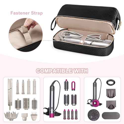 Fasrom Travel Case Compatible with Shark Flexstyle Hair Dryer, Wide-open Hair Tools Bag Compatible with Dyson Airwrap Attachments Storage for Women Travel Essentials, Black (Patent Design, Bag Only)