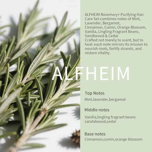Alfheim Rosemary+ Purifying Hair Care Gift Set | Shampoo, Conditioner, Hair Mask, Leave-in Conditioner & Hair Oil | Scalp & Hair Purifying, Hydrating & Volumizing | Holiday Gift for Women & Men