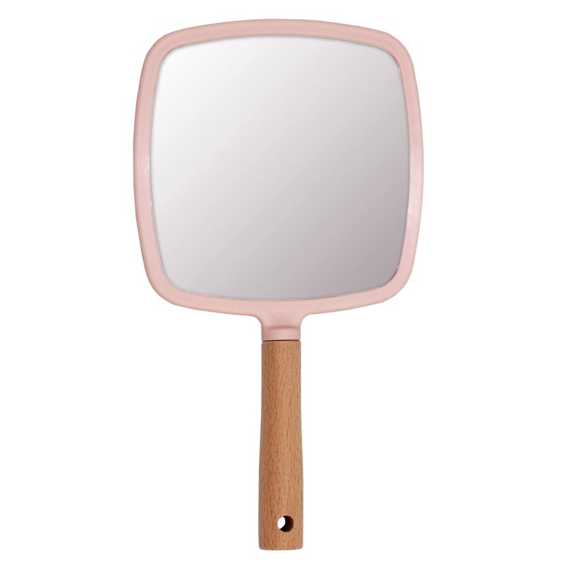 Eaoundm Hand Held Mirror for Makeup, Small Wood Hand Mirror Portable Travel Vanity Mirror for Men&Women 5.5W x 10L inch