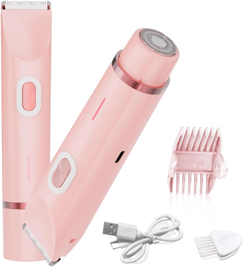 Bikini Trimmer for Women - 2-in-1 Electric Razor with Painless Ceramic Blades | Waterproof & Rechargeable for Body, Face, Legs