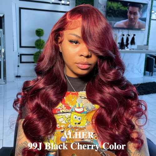 ALHER 99j Dark Burgundy Body Wave Single Bundle 26 Inch, 12A Burgundy Bundles Human Hair Sew In Weave for Black Women, Soft Thick Wine Red Colored 100% Unprocessed Virgin Remy Hair