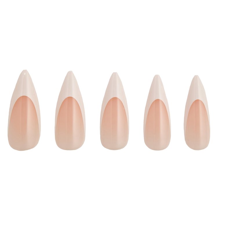 PaintLab Press On Nails - French Tip Stiletto Fake Nails, 30 Nails in 15 Sizes with Glue, Reusable Salon Quality Press On Nails