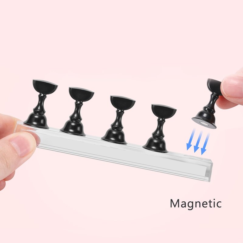 Acrylic Nail Art Display Stand - Magnetic Practice Holder for DIY Nail Painting | Black
