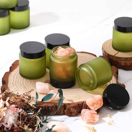 Norme 96 Pcs 4 oz Glass Jars with Lids Leakproof Round Airtight Empty Cosmetic Jars with Inner Liners Lid for Storing Lotions Powder Ointments Candle Making Tins (Pea Green)