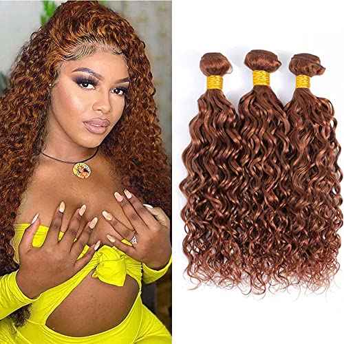 Brown Bundles Color 30 Brown Water Bundles Human Hair Brown Water Wave Bundles Brown Wet and Wavy Brazilian Hair Weave Bundles Unprocessed Brazilian Virgin Hair For Black Women 10 10 10 inch