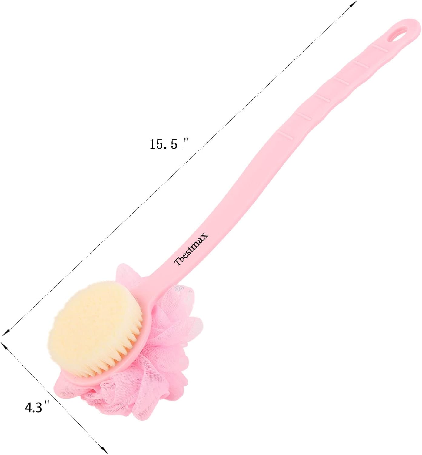 Tbestmax Loofah Back Scrubber - Long Handle Shower Body Brush for Women | Soft Mesh Sponge for Exfoliating & Massage
