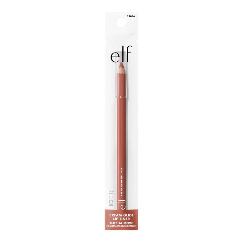 e.l.f. Cream Glide Lip Liner, Highly-Pigmented Pencil For Shaping & Sculpting Lips, Semi-Matte Finish, Vegan & Cruelty-Free, Mocha Move