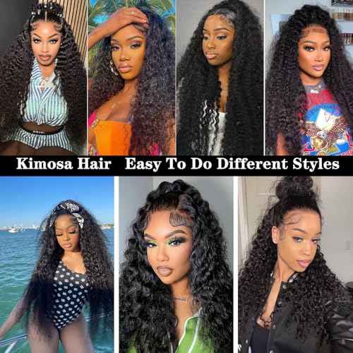 Deep Wave Lace Front Wigs Human Hair 13x4 Deep Lace Frontal Wigs for Women HD Lace 200 Density Wet and Wavy Kinky Curly Lace Front Wig Glueless Wig Pre Plucked with Baby Hair 24 Inch
