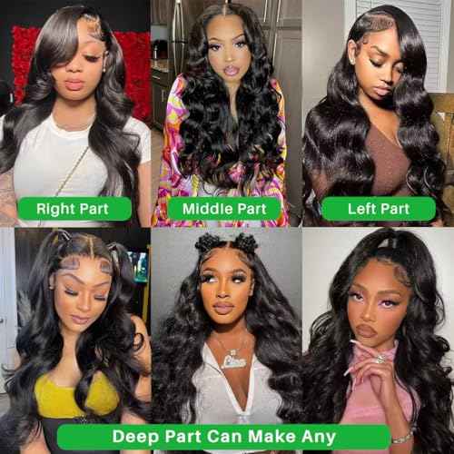 30 Inch Lace Front Wigs Human Hair Pre Plucked 180% Density Body Wave Transparent HD 13x6 Lace Frontal Wigs Glueless Body Wave Wig for Women with Baby Hair