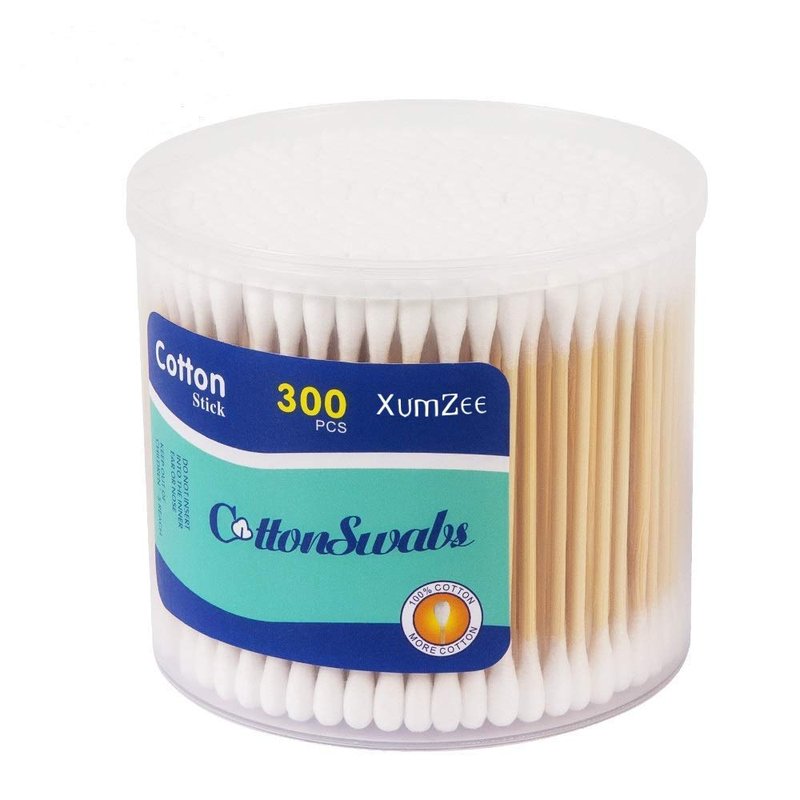 300 Count Cotton Swabs - Biodegradable Bamboo Sticks, 100% Natural Cotton | Eco-Friendly Cotton Buds