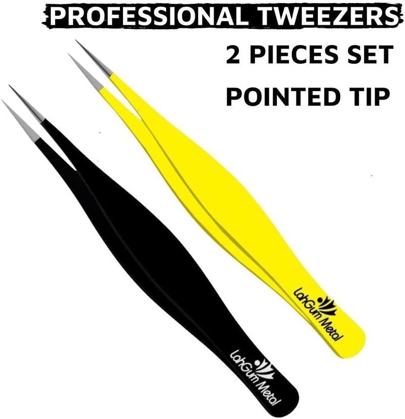 Precision Fine Point Tweezers for Ingrown Hair Removal - Extra Thin Stainless Steel Facial Hair Remover