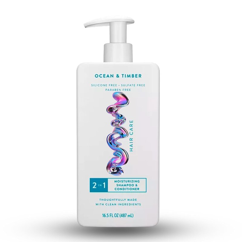 Shampoo & Conditioner - 2-in-1 - Ocean & Timber - Contain Naturally Derived Ingredients All Hair - Silicone, Sulfate and Paraben Free - Full & Thick - 16.5 fl oz (1 Pack)