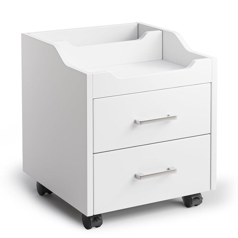 OmySalon Pedicure Cart - Portable Foot Bath Trolley with 2 Drawers & Lockable Wheels | White Spa Supplies