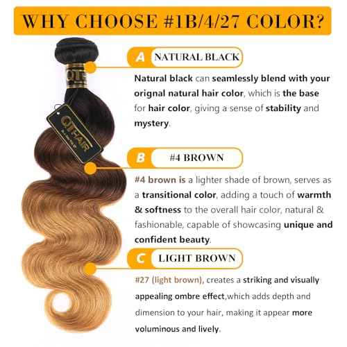 QTHAIR Ombre Human Hair Bundles 16A Brazilian Body Wave Bundles Human Hair 12" 14" 16" 100% Unprocessed Body Wave Virgin Hair Bundles