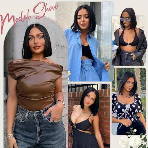 Wear and Go Glueless Bob Wig Human Hair Pre Plucked Pre Cut 4x4 HD Transparent Lace Front Wigs for Black Women Straight Short Bob Wigs Human Hair 180 Dentisty Natrual Color 10 Inch