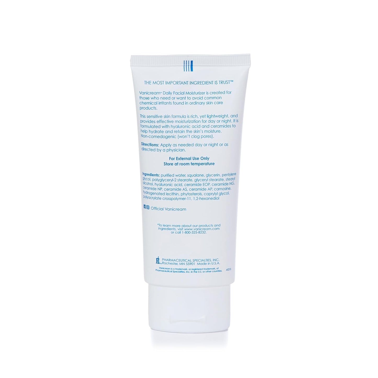 Vanicream Daily Facial Moisturizer - Hydrating Ceramides & Hyaluronic Acid for Sensitive Skin | 3 fl oz (Pack of 2)