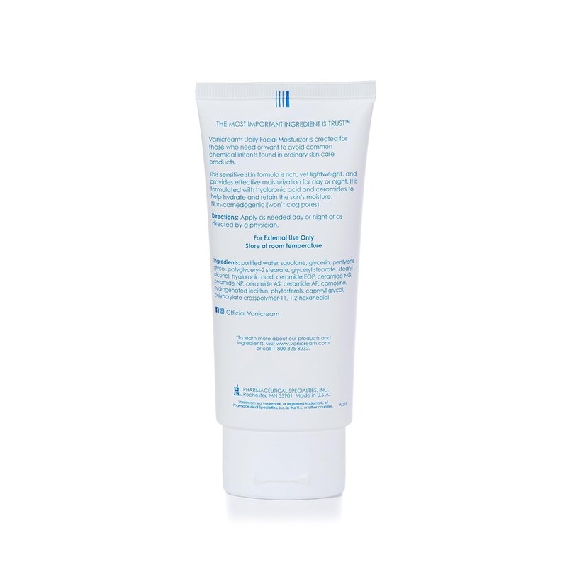 Vanicream Daily Facial Moisturizer With Ceramides and Hyaluronic Acid - Formulated Without Common Irritants for Those with Sensitive Skin, 3 fl oz (Pack of 2)