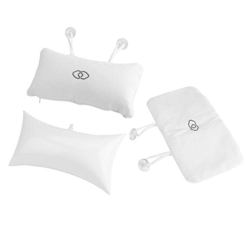 Nikou Bathtub Spa Pillow - Bath Cushion Bath Pillows White - Spa Pillow with Suction Cups,Supports Neck and Shoulders,for Hot Tub Home Spa Jacuzzi Bathtub Head Rest, Comfortable & Soft