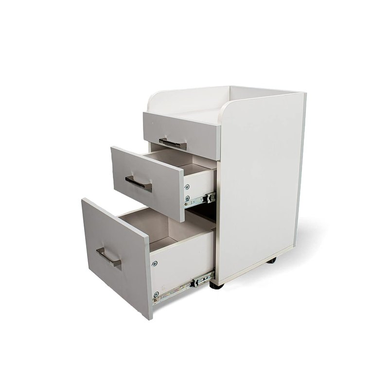 Milan Pedicure Trolley - Rolling Nail Salon Cart with Storage Drawer | White & Ash Grey