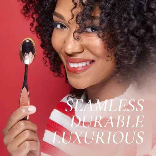 Artis Elite Oval 7 Blonde Fibre Brush ? Professional Dense Makeup Applicator for Foundation, Creams, Powders, BB cream, SPF and Contour, Airbrush finish, Color Rose Gold