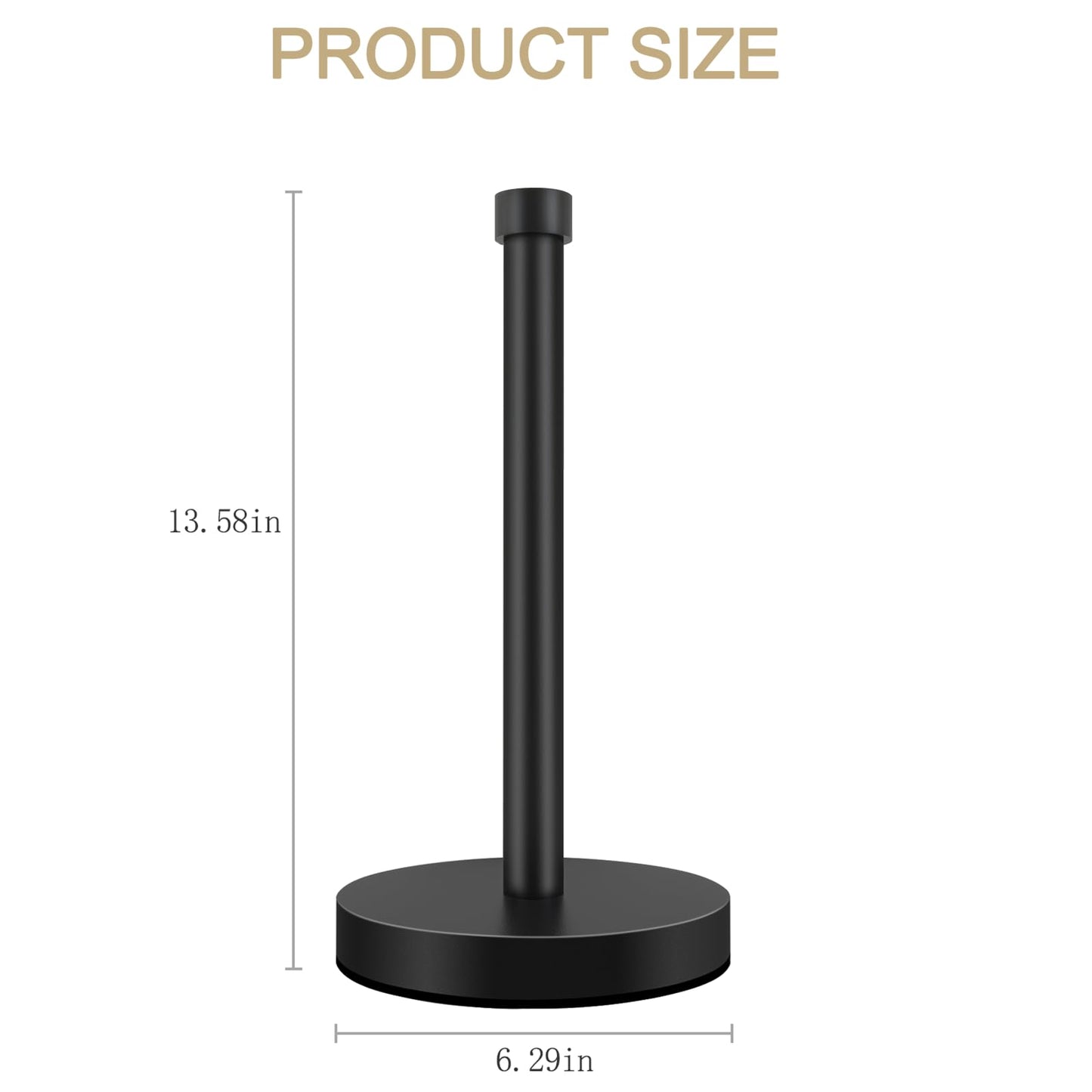 VOTZAAQ Black Paper Towel Holder Countertop, Stainless Steel Standing Paper Towel Holder with Sturdy Non-Slip Base, for Any Space, Matte Black
