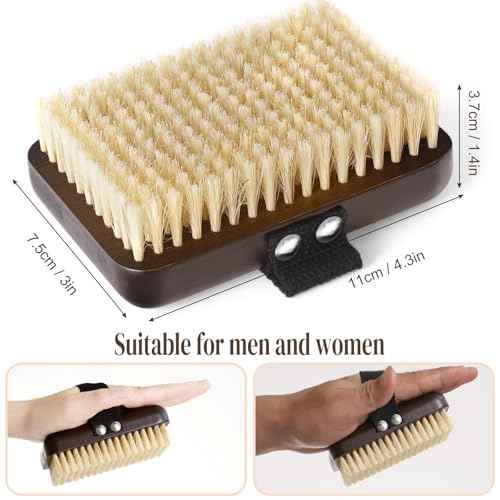 Dry Brushing Body Brush, Azymi Shower Brush for Body Natural Thick Bristles Exfoliates Dead Skin, Detoxifies, Improves Blood Circulation- Spa-Grade Dual Use Dry& Wet Brush 1-Pack