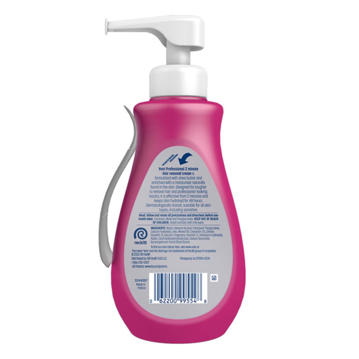 Veet Professional Dermatologically Tested 13.5 Fl Oz. 2 Minute Hair Removal Cream with Spatula for Arms, Underarms, Legs & Full Bikini (2 Pack)