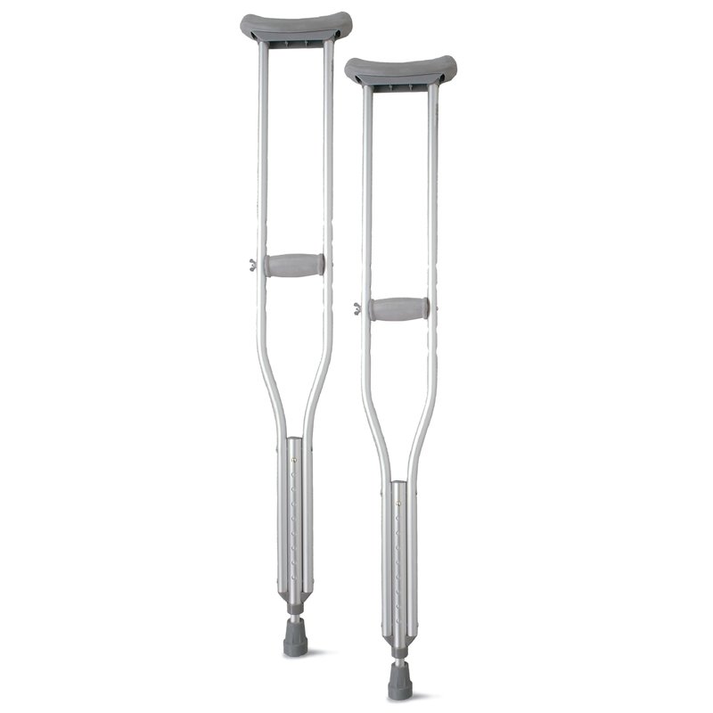 Medline Aluminum Crutches for Kids, Adults & Seniors, Walking Aid, 300 LB Weight Capacity,1 Pair, Fitting 5'2" - 5'10"