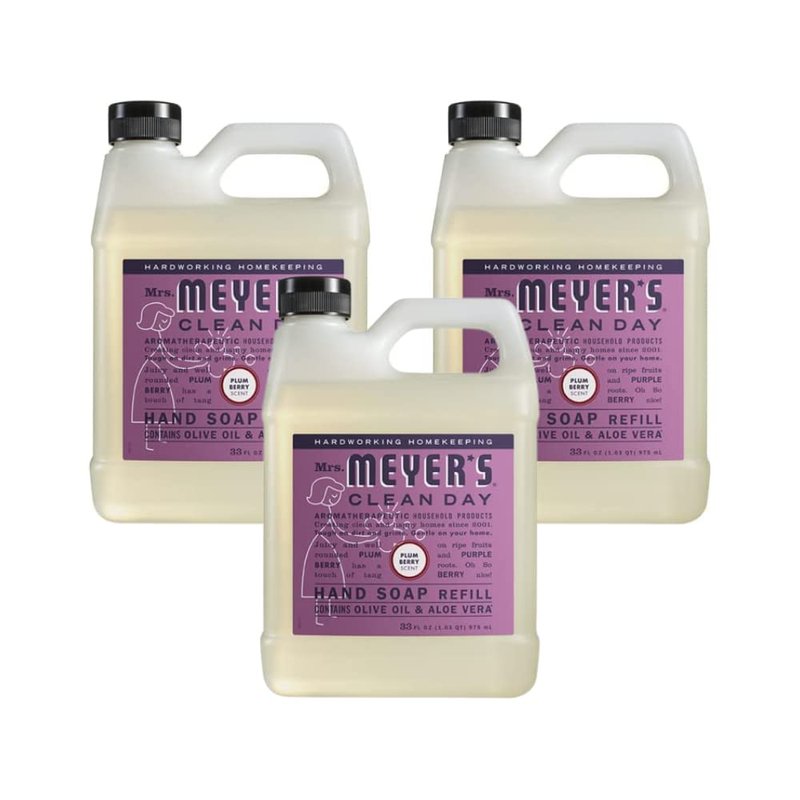 Mrs. MEYER'S Clean Day Plum Berry Scent Hand Soap Refill, 33 Fl Oz. (Pack of 3)