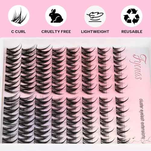 Manga Lash Clusters Kit Natural Eyelash Clusters Spiky Lash Extension Kit 80Pcs Anime Cluster Eyelash Extensions with Waterproof White Lash Glue and Tweezers DIY at Home (Cutey Kit-B)