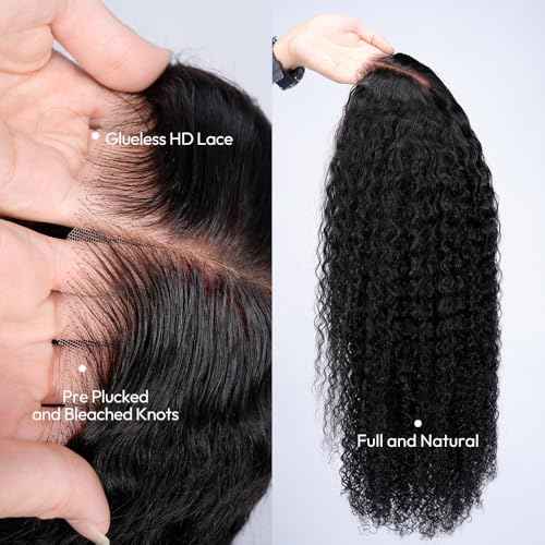 SUPERNOVA Curly Human Hair Wig Wear and Go Glueless Wigs Human Hair 13x6 HD Lace Front Wigs 16 Inch Pre Plucked Pre Cut Deep Curly 180% Density For Black Women