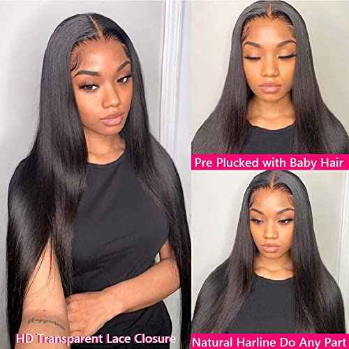 10A Brazilian Straight Human Hair 3 Bundles with Closure 14 16 18+12 Inch 100% Unprocessed Straight Virgin Hair Weave Bundles Human Hair with 4x4 HD Lace Closure