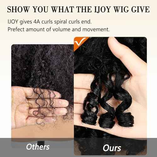 ijoy Burmese Curly Human Hair Wig 13x4 Lace Front Wigs 180 Density Pre Plucked Brazilian Tiny Knots 18 Inch Lace Frontal Wig Natural Black Blend Curly