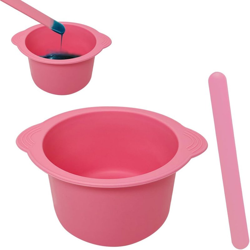 KVZVK Silicone Wax Bowl - Non-Stick Hair Removal Pot Liner with Spatula | Pink Color