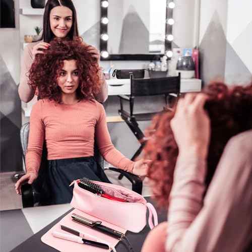 ANGENIL Large Capacity Heat Mat Hot Hair Iron Tools Travel Bag, 2 in 1 Portable Organizer Bags with Large Heat Resistant Mat for Hair Straighteners, Curling Irons, Hot Air Brushes, Travel Essentials