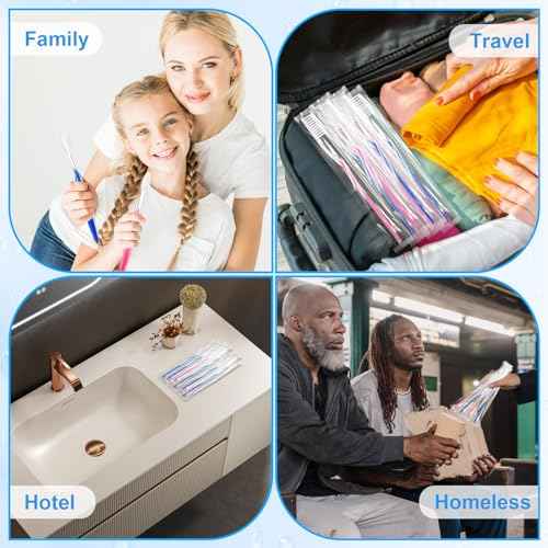 500 pcs Prepasted Disposable Toothbrushes Bulk Individually Wrapped Pre Pasted Soft Bristle Tooth Brush Set Travel Toothbrushes for Homeless Gift Hotel Camping Travel