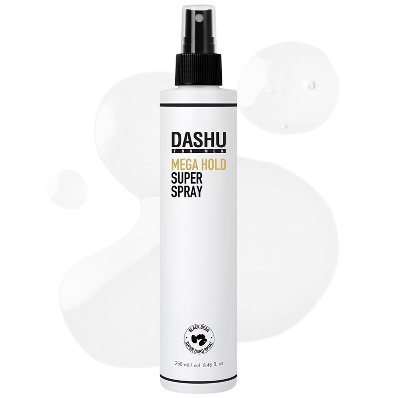 DASHU Mega Hold Super Hair Spray 8.45 fl oz – Ultra-Strong Fixation, Hairspray for Women & Men, Dryness Prevention, Natural Finish, Easy Wash-Out