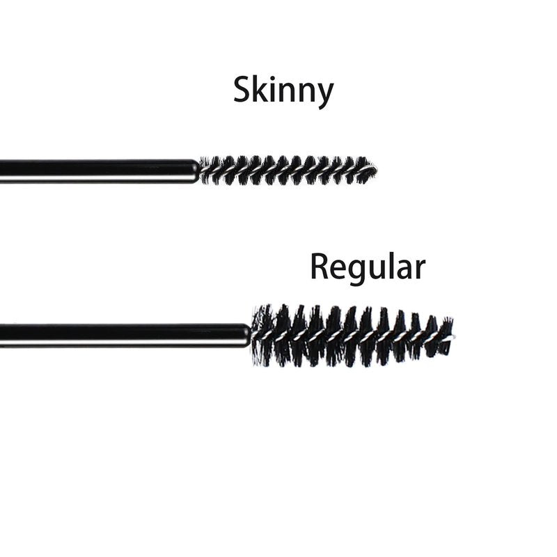 Mini Disposable Skinny Mascara Wands 50pcs Micro Eyelash Brush Small Makeup Brush Applicators Eyebrow Spoolies (Skinny-P-Black-50)