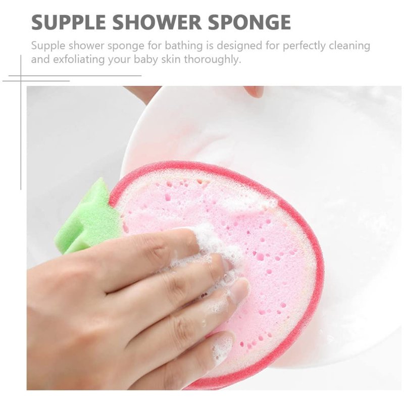 Beaupretty Fruit Bath Sponge Set for Babies Toddlers - Thickened Soft Shower Sponges with Fruit Shapes for Gentle Exfoliating and Travel Bathing Tools 6Pcs 5.90X4.52X1.18In