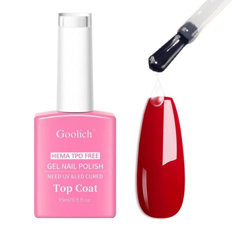 Glassy Clear No Wipe Top Coat Gel Nail Polish - HEMA & TPO Free, Long Lasting High Gloss Finish | 0.5 Fl Oz