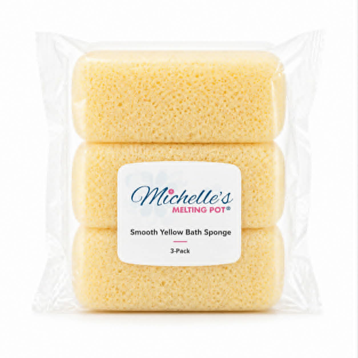 Michelle's Melting Pot Foam Bath Sponge Shower Sponge 3 Count (Smooth Yellow)
