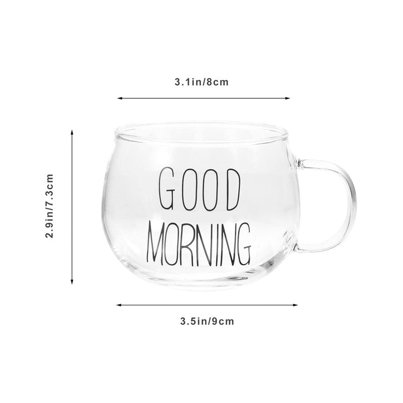 Healvian Glass Soup Bowl Clear Coffee Mug Glass Cereal Mug Breakfast Milk Cup for Porridge Juice Yogurt Tea Beverage Oats Oatmeal 400ml Mixing