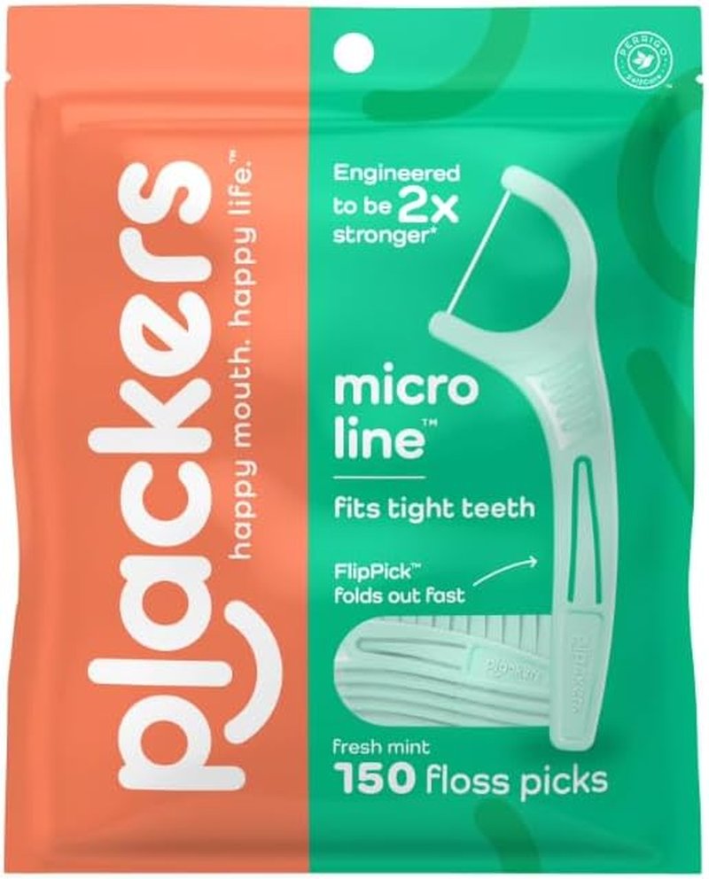 Plackerrs Micro Mint Dental Floss Picks - Fresh Mint Flavor | 150 Count Pack