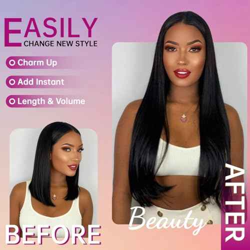 Clip in Hair Extensions Real Human Hair 20 Inch 110g 7pcs Invisible Seamless Real Hair Clip In Hairpiece, Double Layer Woven Real Hair, Specially Designed for Women, 1B Natural Black