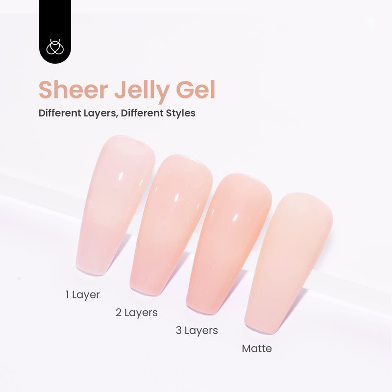 Beetles Nude Gel Nail Polish - 15ML Neutral Nude Pink Jelly Gel Polish Nail Concealer Sheer Translucence Effect Soak Off Uv LED Cashmere Nude French Nail Art Manicure Gift for Women