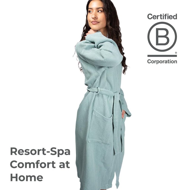 Cariloha Waffle Knit Bath Robe | Tahitian Breeze | Unisex, Large/X-Large | Viscose Material | Soft, Comfortable, & Wicks Moisture