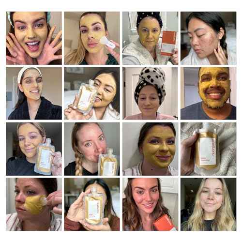 nuorganic Turmeric Face Mask - Soothing, Acne Clearing, Pore Refining, Exfoliating - New Airtight Squeezy Tube, Stays Fresh for 12 Months - Clean & Natural