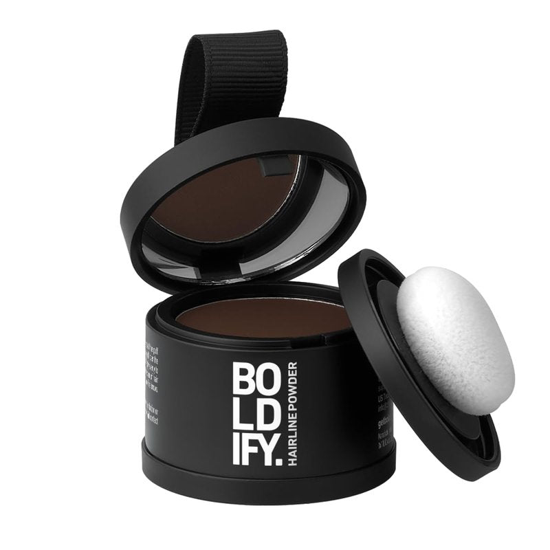 BOLDIFY Hairline Powder - Water-Resistant Root Touch Up Hair Color for Gray Coverage - 24-Hour Stain-Proof, Mess-Free Hair Powder for Thinning Hair - Hazel Brown