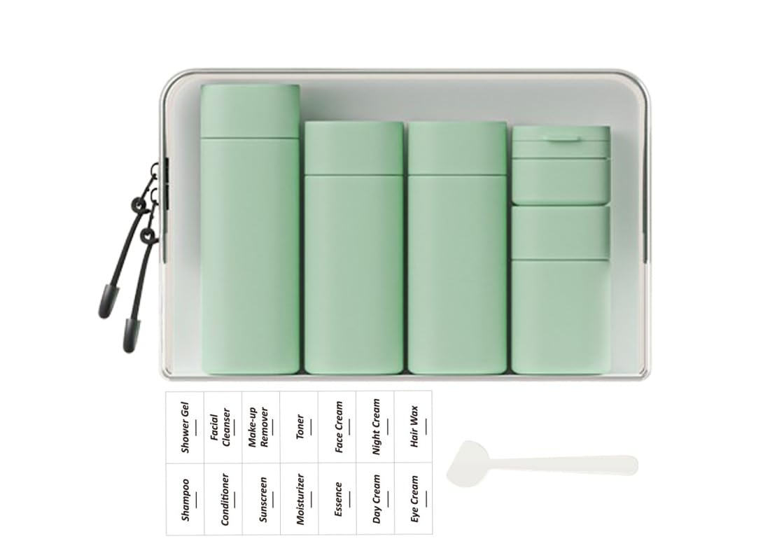Sprigold 5 Pack Brief and Fashion Travel Bottles TSA Approved, BPA Free Travel Size Travel Containers Refillable Squeeze Bottles for Cosmetic Shampoo Cream Conditioner Lotion Soap… (Nordic green)